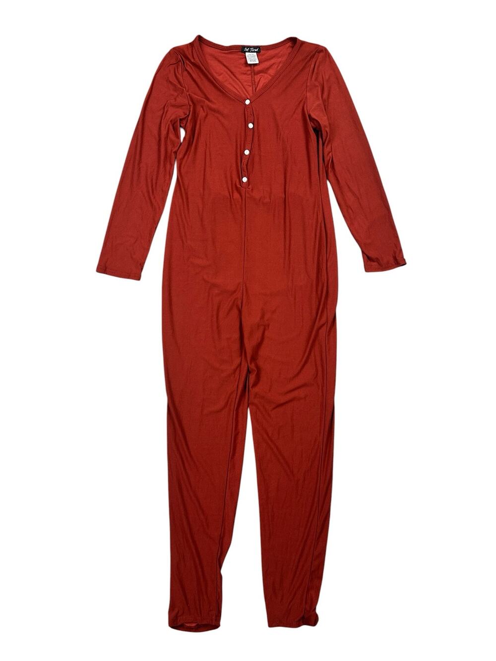 Not Tired Squeeze My Cheeks Jumpsuit Brick Red — Size Medium